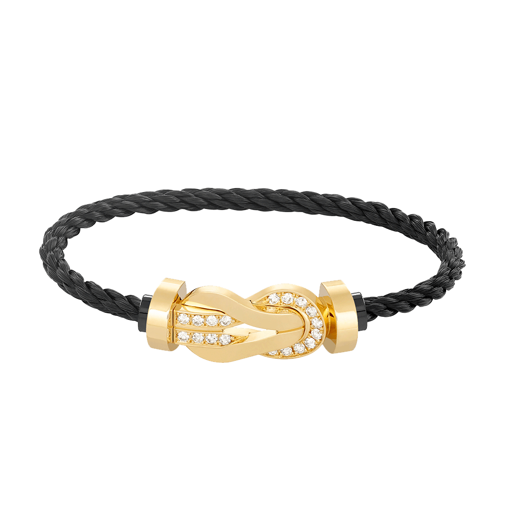 [CA]CHANCE LARGE 8 FIGURE BUCKLE HALF DIAMOND BRACELET GOLD