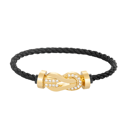 [CA]CHANCE LARGE 8 FIGURE BUCKLE HALF DIAMOND BRACELET GOLD