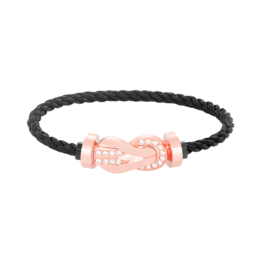 [CA]CHANCE LARGE 8 FIGURE BUCKLE HALF DIAMOND BRACELET ROSE GOLD