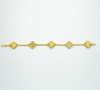 [CA]CLOVER BRACELET 5 MOTIFS GOLD DIAMOND