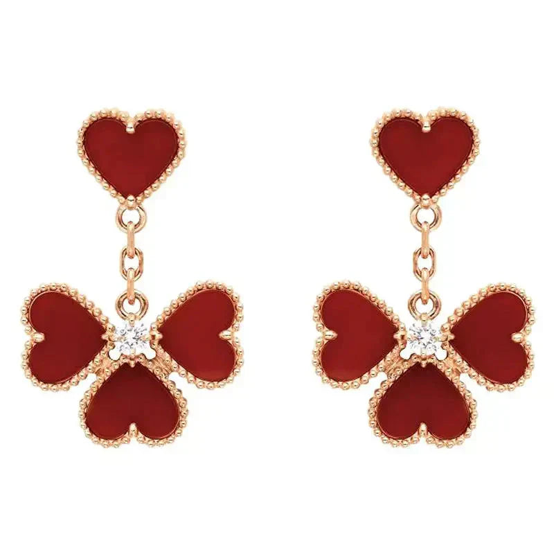 [CA]SWEET CLOVER CARNELIAN EARRINGS