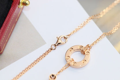 [CA]LOVE NECKLACE ADJUSTABLE ROSE GOLD 2 DIAMOND