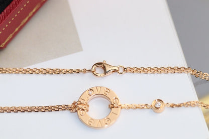 [CA]LOVE NECKLACE ADJUSTABLE ROSE GOLD 2 DIAMOND