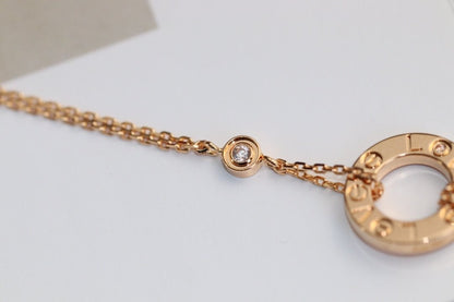 [CA]LOVE NECKLACE ADJUSTABLE ROSE GOLD 2 DIAMOND