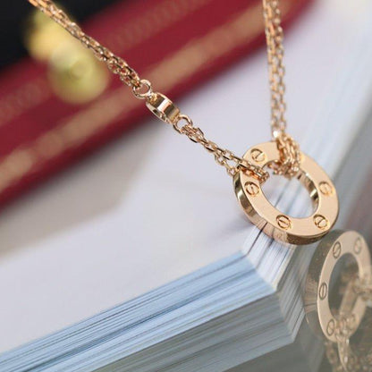 [CA]LOVE NECKLACE ADJUSTABLE ROSE GOLD 2 DIAMOND