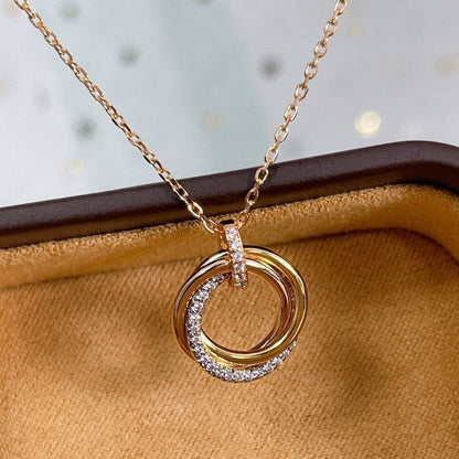 [CA]TRINITY NECKLACE SILVER GOLD PINK GOLD DIAMONDS