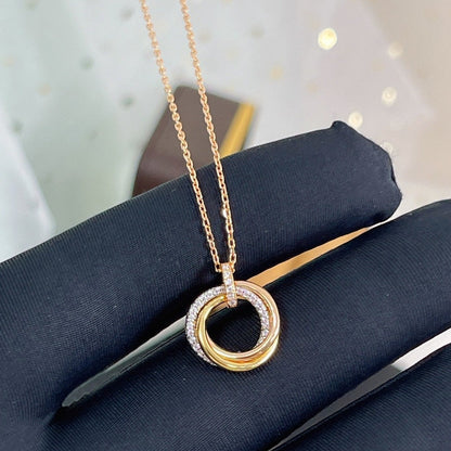 [CA]TRINITY NECKLACE SILVER GOLD PINK GOLD DIAMONDS