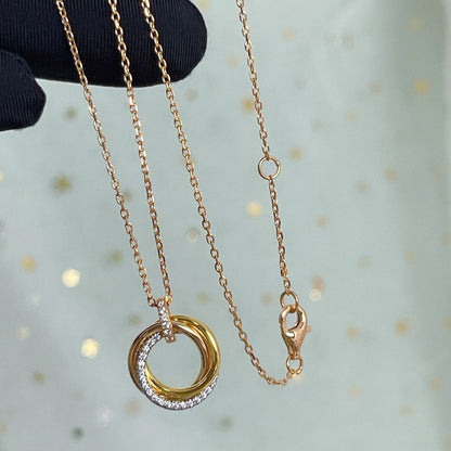 [CA]TRINITY NECKLACE SILVER GOLD PINK GOLD DIAMONDS