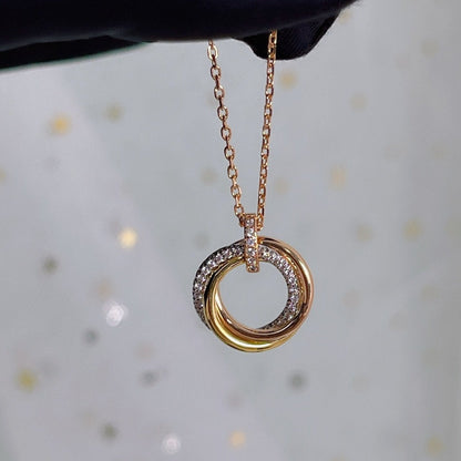 [CA]TRINITY NECKLACE SILVER GOLD PINK GOLD DIAMONDS