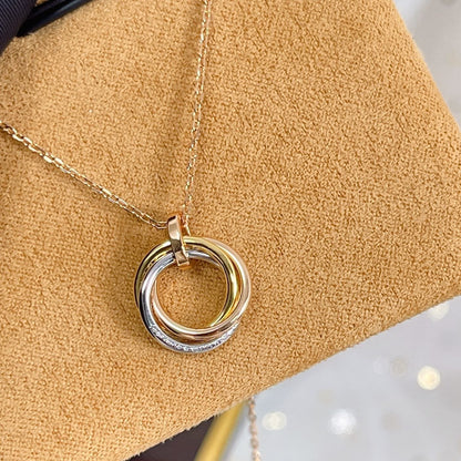 [CA]TRINITY NECKLACE SILVER GOLD PINK GOLD DIAMONDS