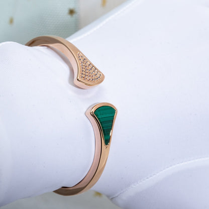 [CA]DREAM BRACELET OPEN MALACHITE PINK GOLD