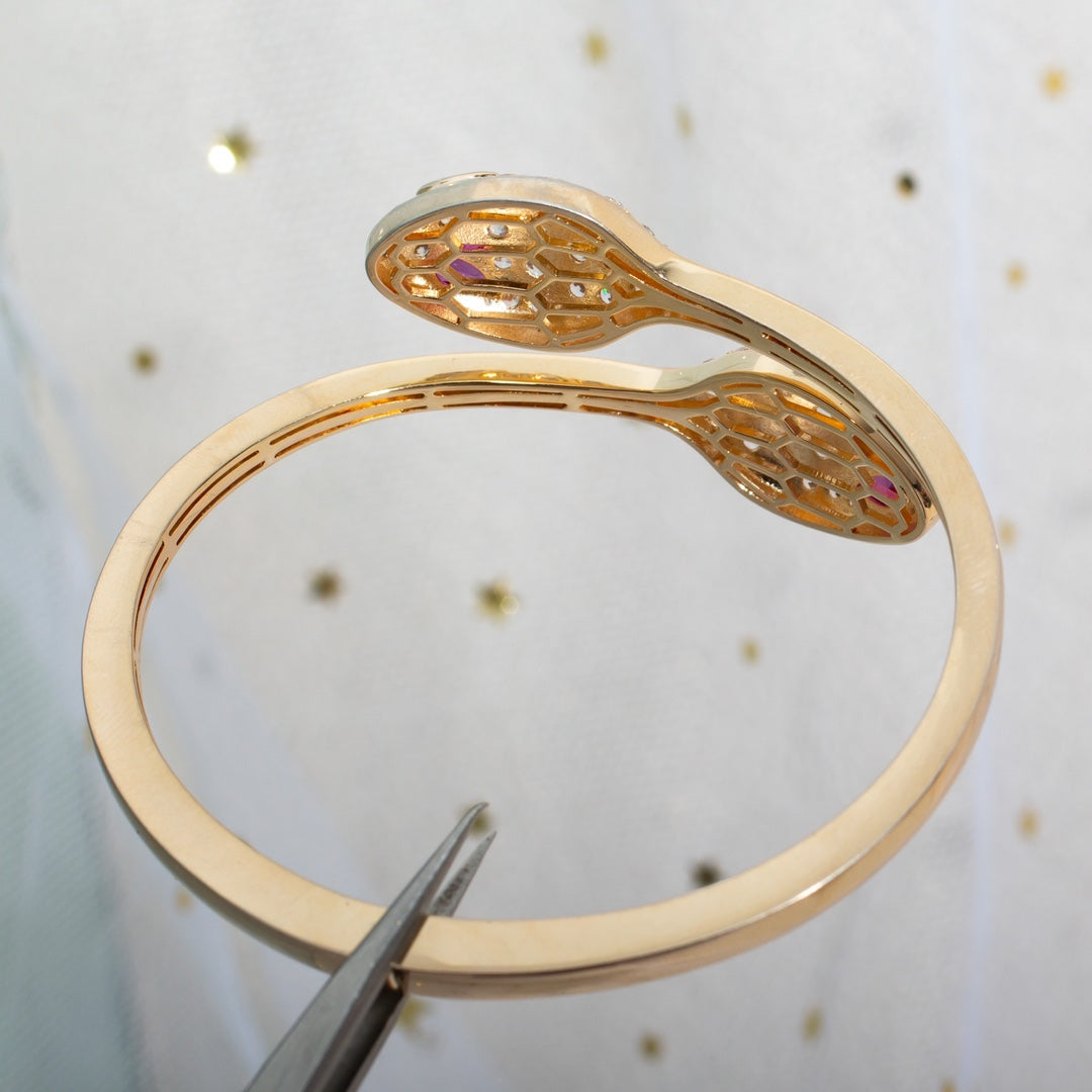 [CA]SERPENTI BRACELET PINK GOLD DIAMOND DOUBLE SNAKE