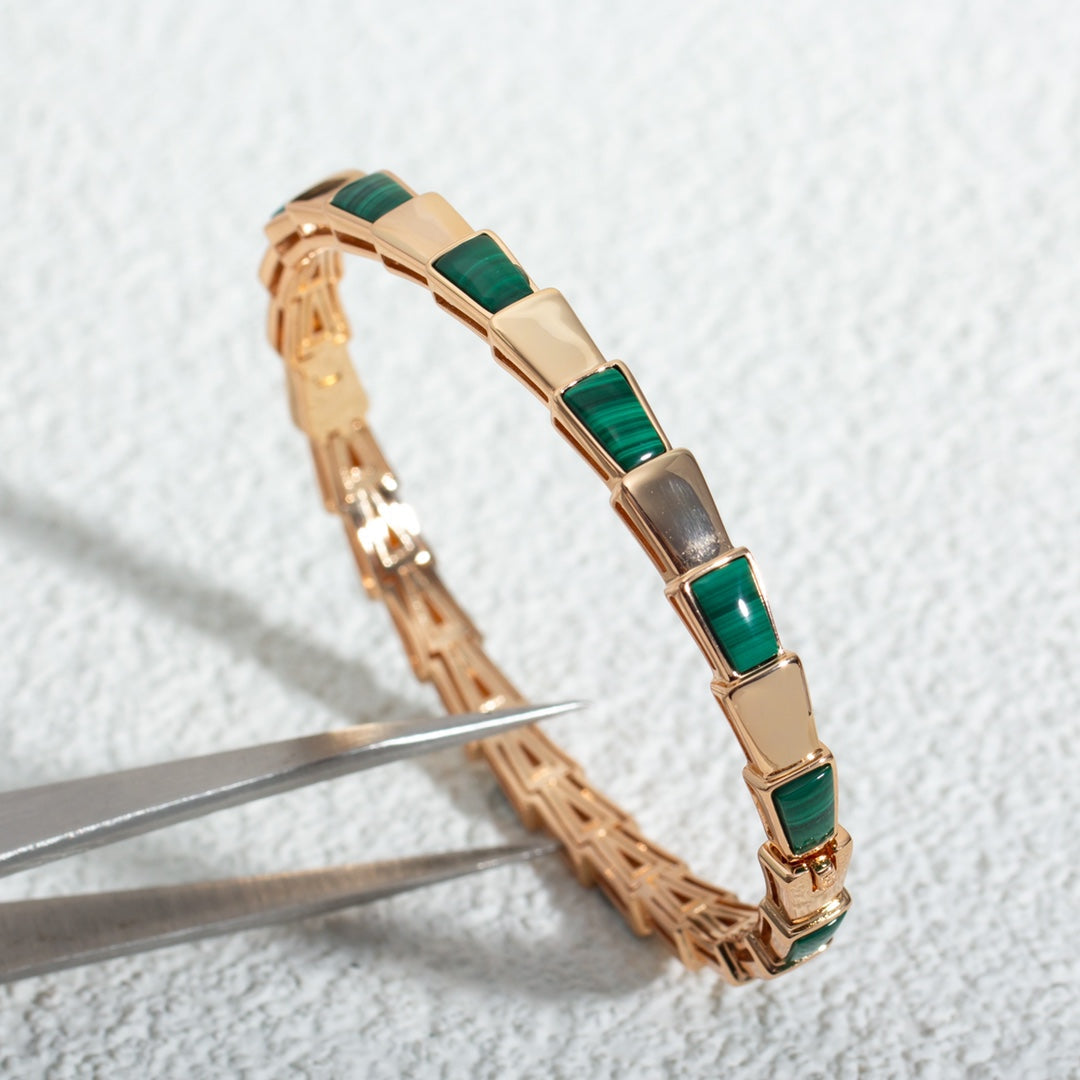 [CA]SERPENTI BRACELET PINK GOLD MALACHITE