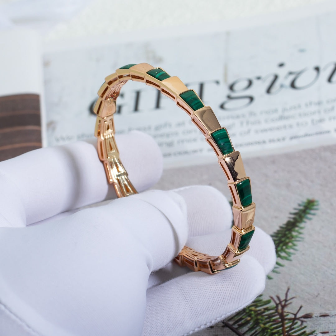 [CA]SERPENTI BRACELET PINK GOLD MALACHITE