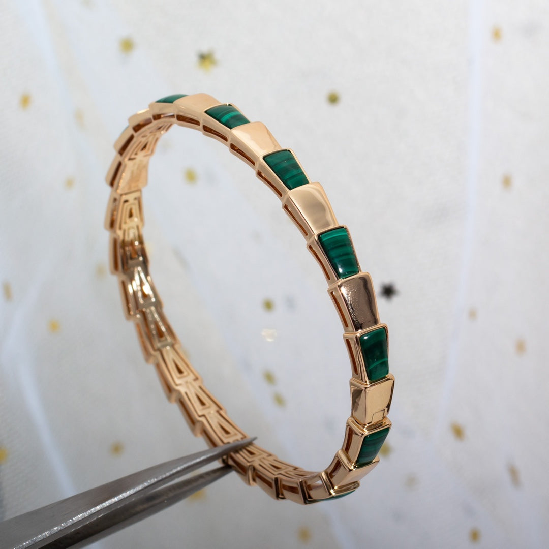 [CA]SERPENTI BRACELET PINK GOLD MALACHITE