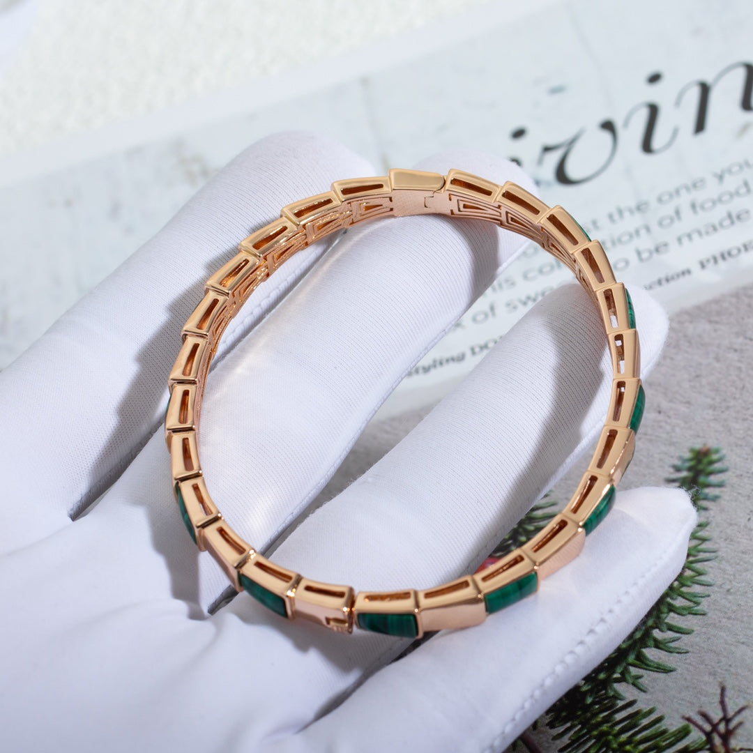 [CA]SERPENTI BRACELET PINK GOLD MALACHITE