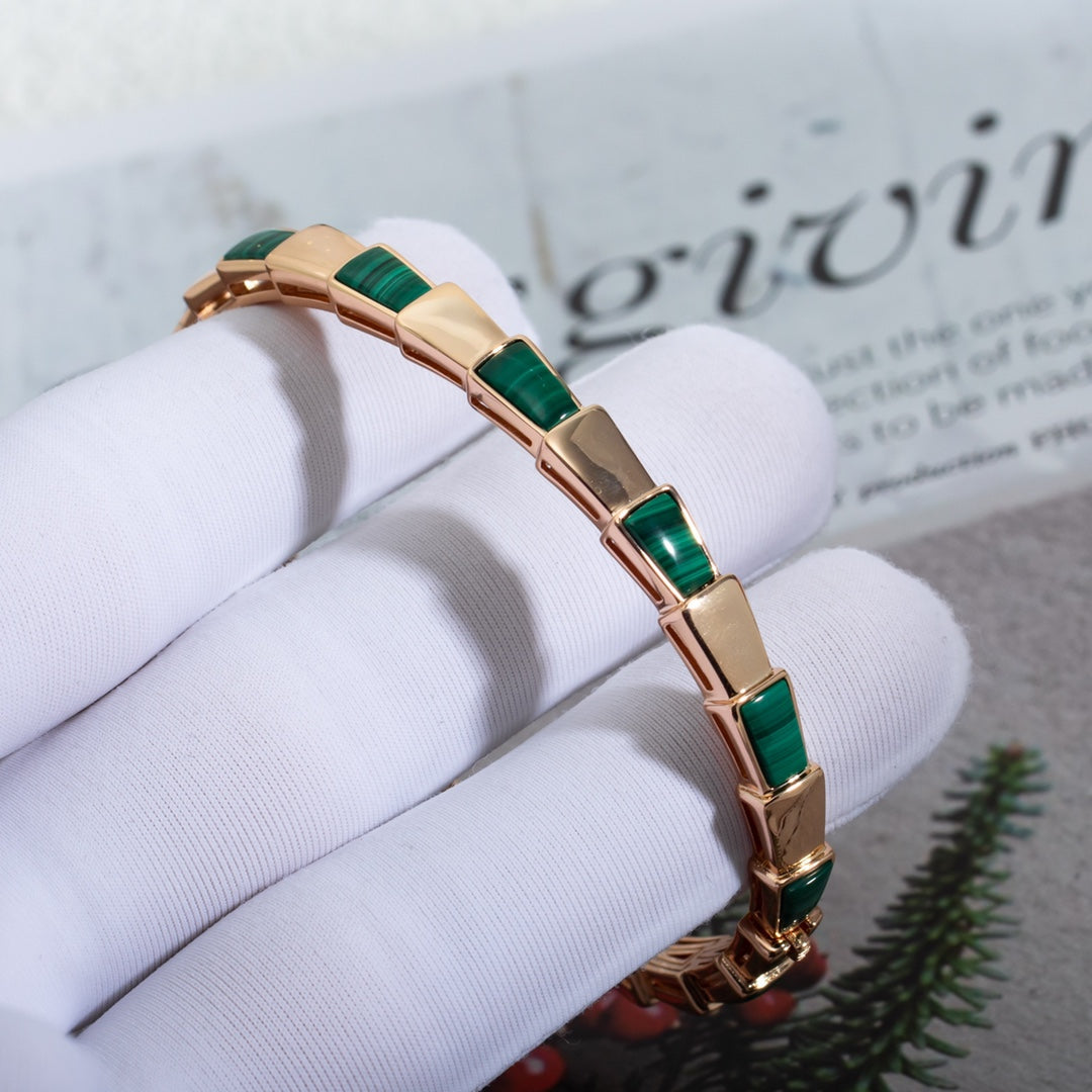 [CA]SERPENTI BRACELET PINK GOLD MALACHITE