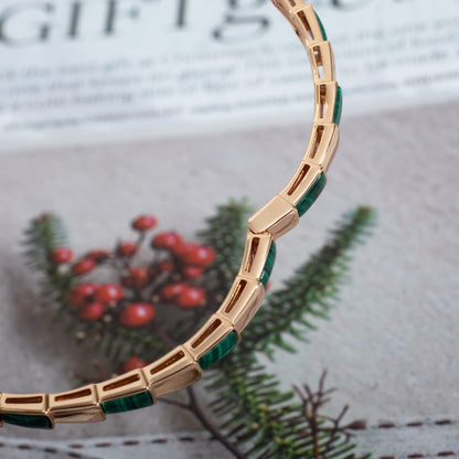 [CA]SERPENTI BRACELET PINK GOLD MALACHITE