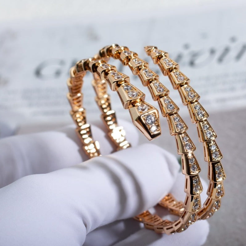 [CA]SERPENTI BRACELET PINK GOLD DIAMOND DOUBLE ROW