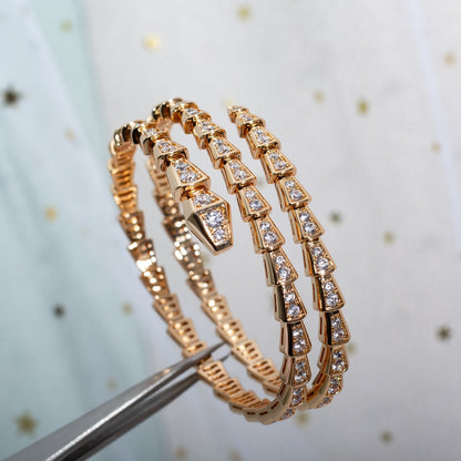 [CA]SERPENTI BRACELET PINK GOLD DIAMOND DOUBLE ROW