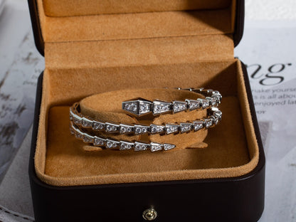 [CA]SERPENTI BRACELET SILVER DIAMOND DOUBLE ROW