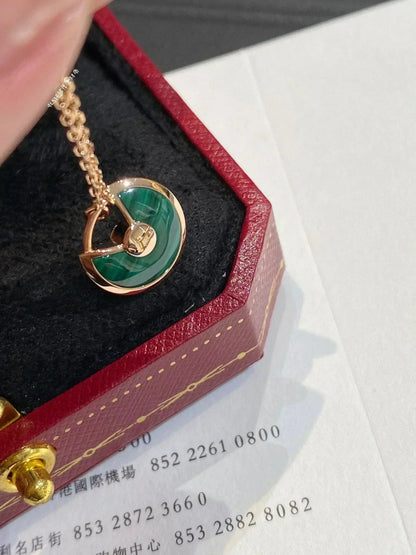 [CA]AMULETTE ROSE GOLD MALACHITE NECKLACE