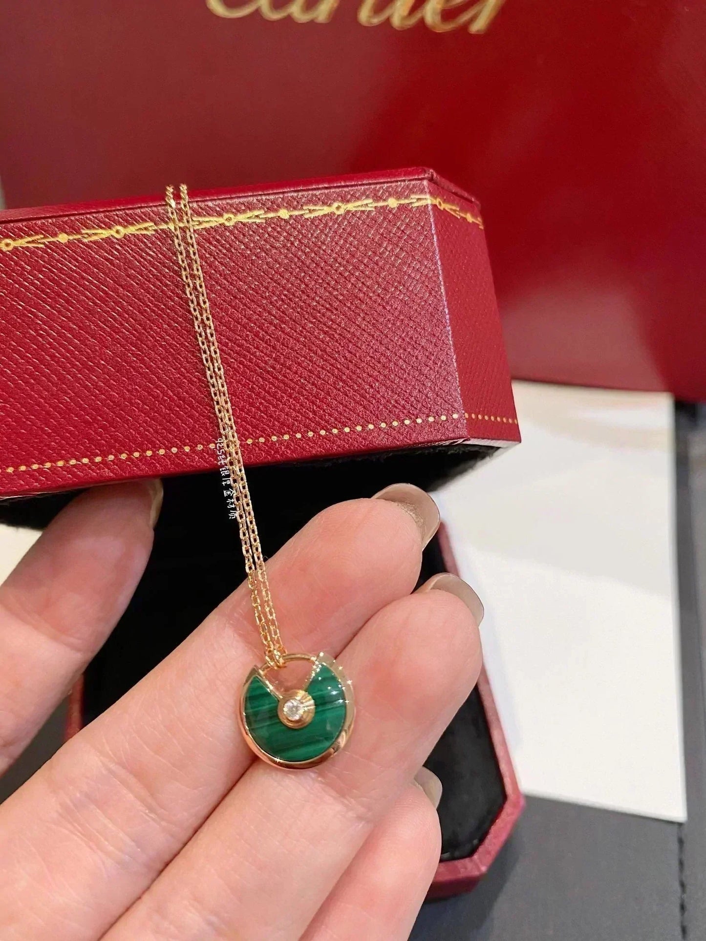 [CA]AMULETTE ROSE GOLD MALACHITE NECKLACE