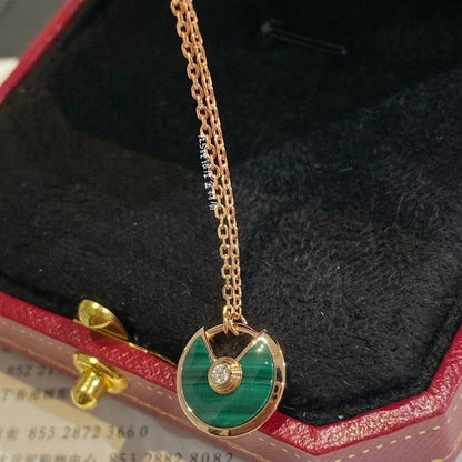 [CA]AMULETTE ROSE GOLD MALACHITE NECKLACE