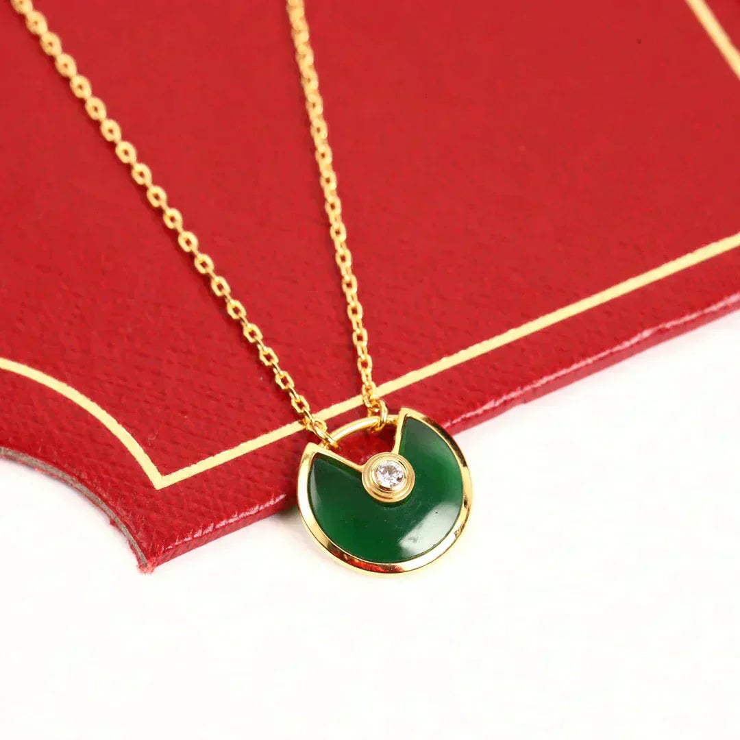 [CA]AMULETTE GOLD MALACHITE NECKLACE