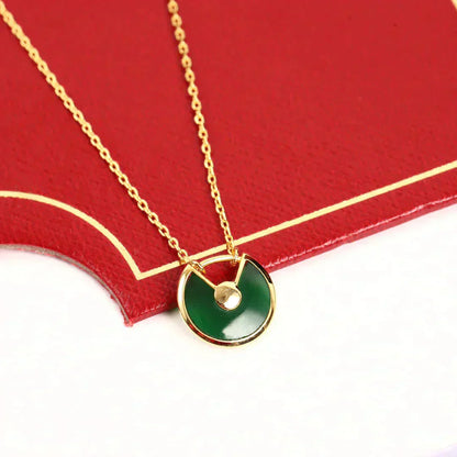 [CA]AMULETTE GOLD MALACHITE NECKLACE