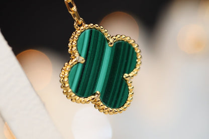 [CA]CLOVER EARRINGS GOLD MALACHITE DIAMOND 3 MOTIF