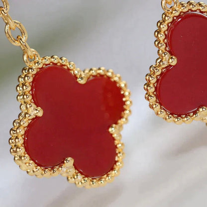 [CA]CLOVER  2 MOTIF  TIGER EYE CARNELIAN EARRINGS