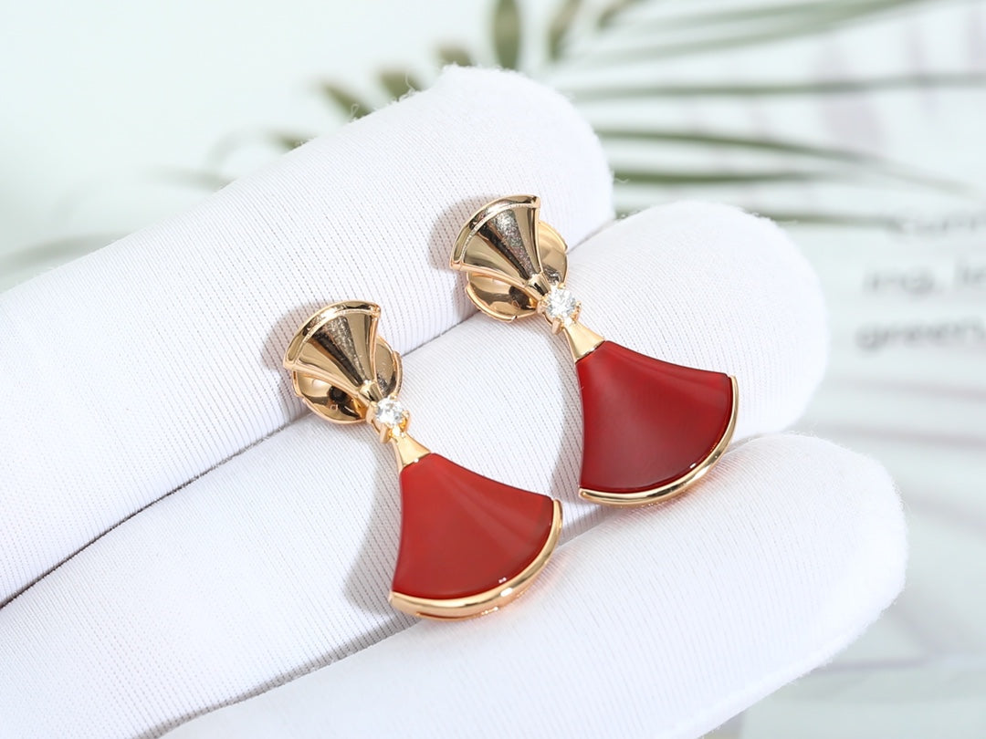 [CA]DREAM Carnelian PINK GOLD EARRINGS