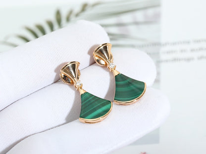 [CA]DREAM MALACHITE PINK GOLD EARRINGS