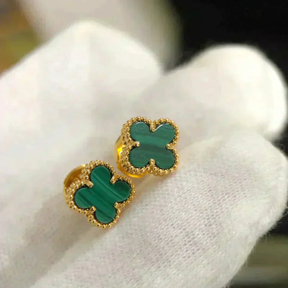 [CA]CLOVER MINI 9.5MM MALACHITE  EARRINGS