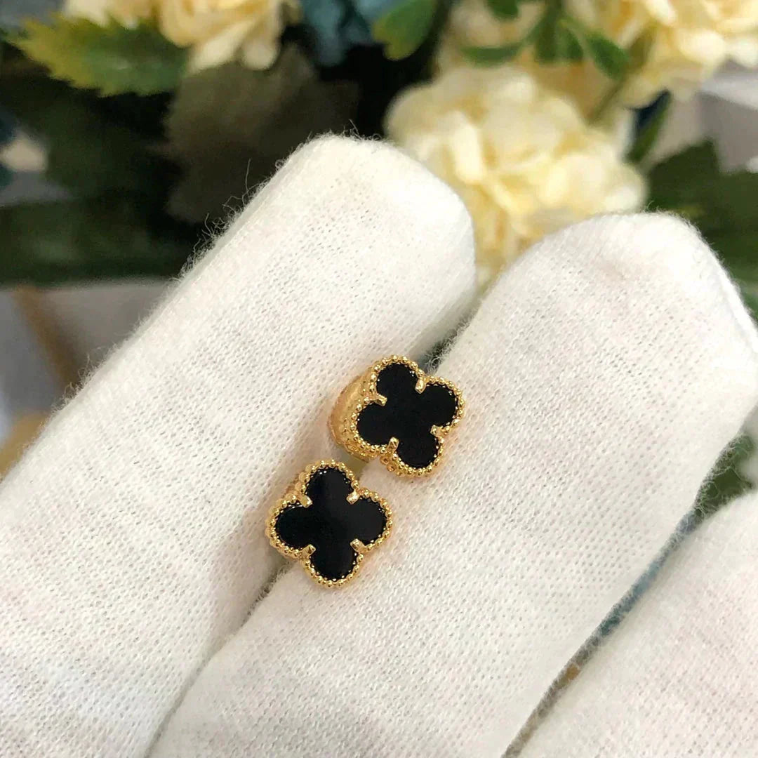 [CA]CLOVER MINI 9.5MM BLACK MOP EARRINGS