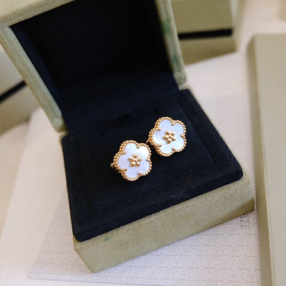 [CA]LUCKY PINK GOLD WHITE MOP EARRINGS