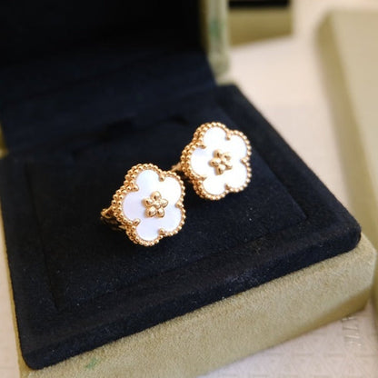 [CA]LUCKY PINK GOLD WHITE MOP EARRINGS