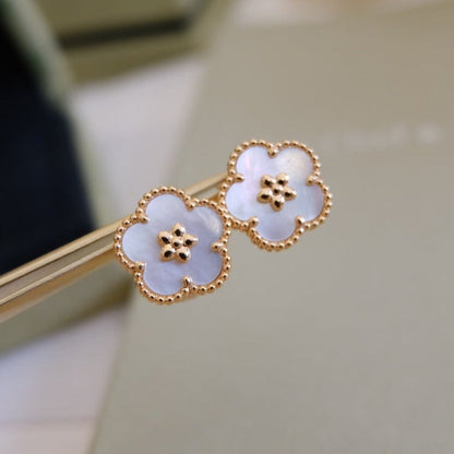 [CA]LUCKY PINK GOLD WHITE MOP EARRINGS