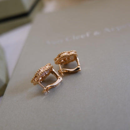 [CA]LUCKY PINK GOLD WHITE MOP EARRINGS