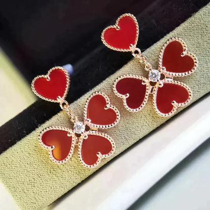 [CA]SWEET CLOVER CARNELIAN EARRINGS