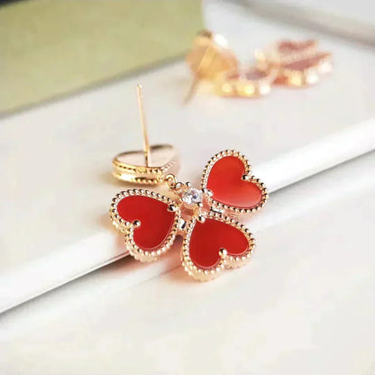 [CA]SWEET CLOVER CARNELIAN EARRINGS