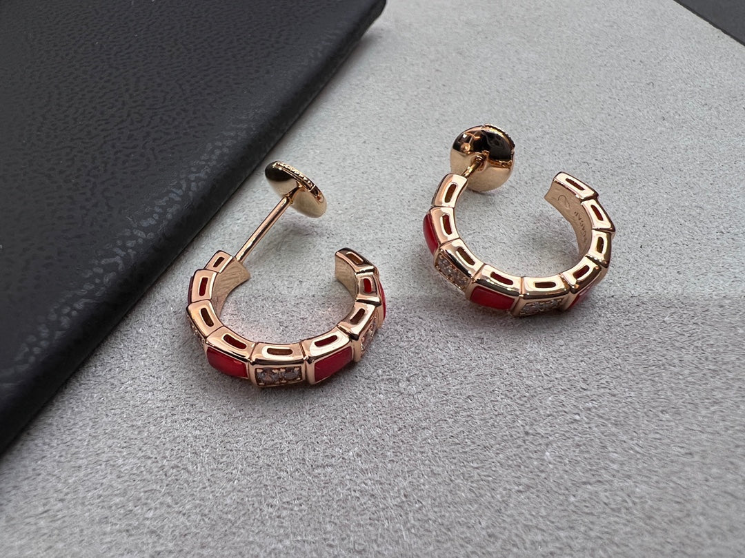 [CA]SERPENTI CARNELIAN PINK GOLD EARRINGS