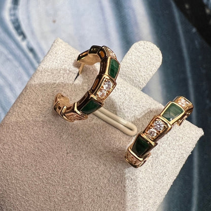 [CA]SERPENTI MALACHITE PINK GOLD EARRINGS