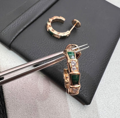 [CA]SERPENTI MALACHITE PINK GOLD EARRINGS