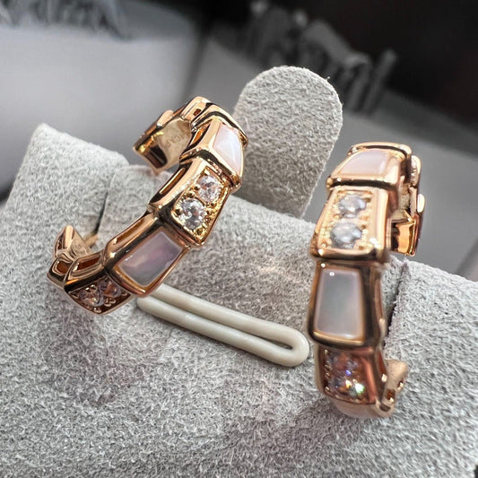 [CA]SERPENTI MOP PINK GOLD EARRINGS