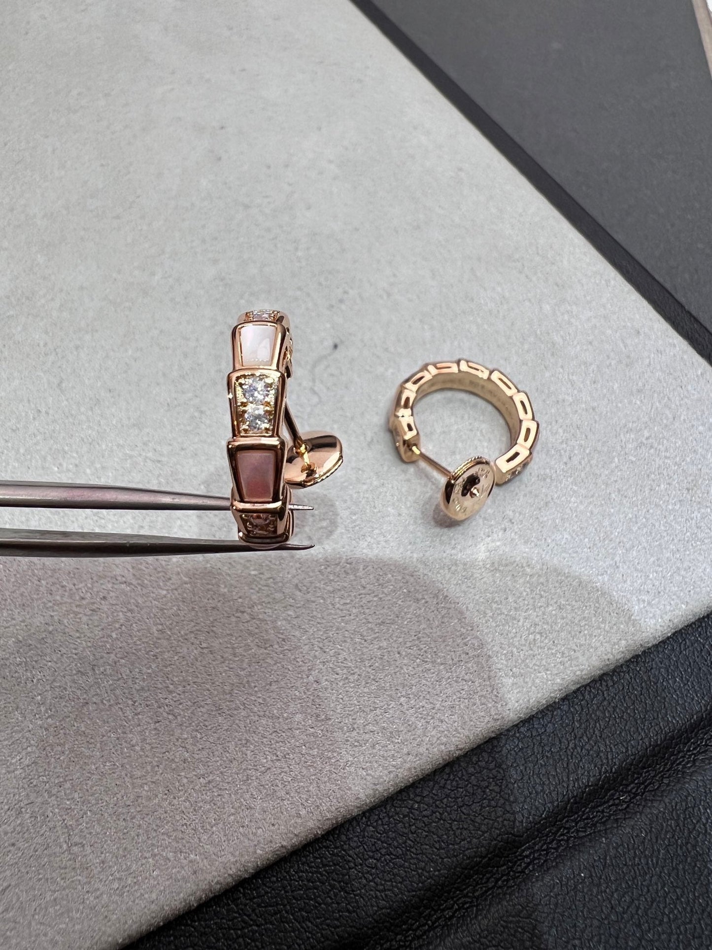 [CA]SERPENTI MOP PINK GOLD EARRINGS