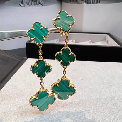 [CA]CLOVER MALACHITE 3 MOTIFS GOLD