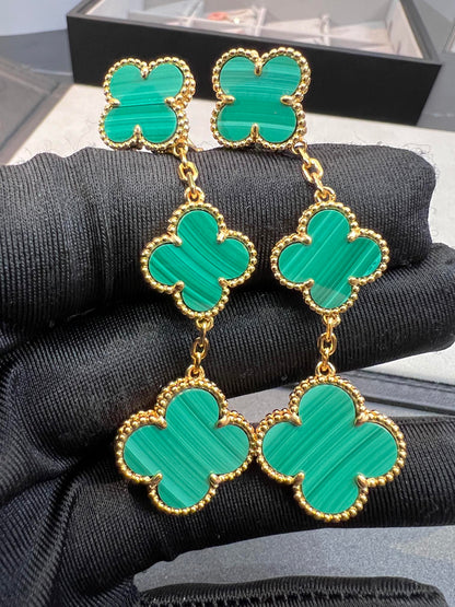 [CA]CLOVER MALACHITE 3 MOTIFS GOLD