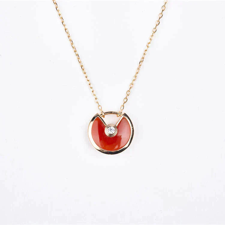 [CA]AMULETTE GOLD CARNELIAN ONYX NECKLACE